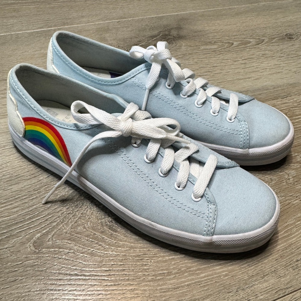 Keds x Sunnylife‎ Kickstart Rainbow Light Blue Canvas Sneakers Womens Size 7